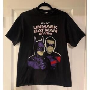 Vintage 1997 Batman & Robin "Unmask Batman & Win" Promo T-Shirt